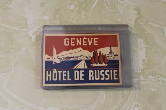Vintage Unused Luggage Label From Hotel De Russie Geneve