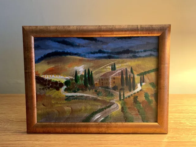 Tuscany, Autumn / Fall - Original Acrylic Painting on Canvas 7x5 Inches - Framed