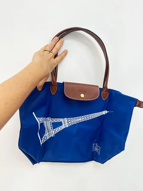 Designer Longchamp Eiffel Tower Chic Medium Blue Women's Travel Bag