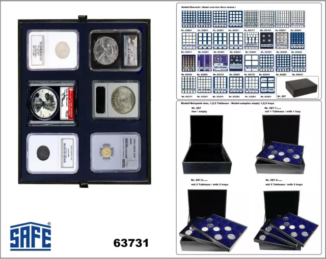 Safe 63731 nova de Luxe plateau pour monnaies Lefa 6x 85x64mm Pour US Slab Coin