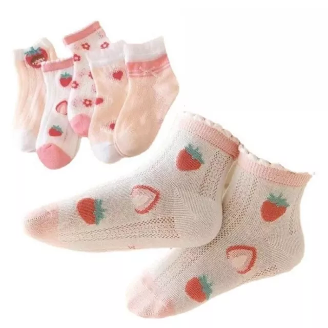 Paquete de 10 calcetines de flores al tobillo para bebés niñas princesa niños dibujos animados lindos 3