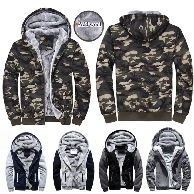 Men's Athletic Warm Soft Sherpa Lined Fleece Zip Up Sweater Jacket Hoodie *AU