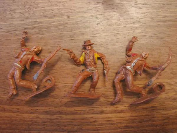 3 soldatini soldatino toy soldier vintage 5 cm plastica cowboys cowboy western