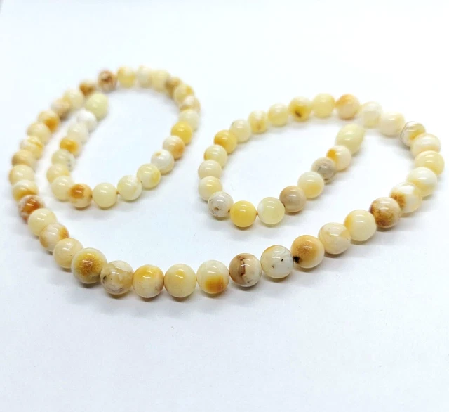 Collier de perles rondes en ambre blanc de luxe cadeau de bijoux en ambre...