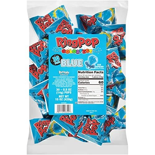 Colorfest Individually Wrapped Blue Raspberry 30 Count Bulk Lollipop Pack