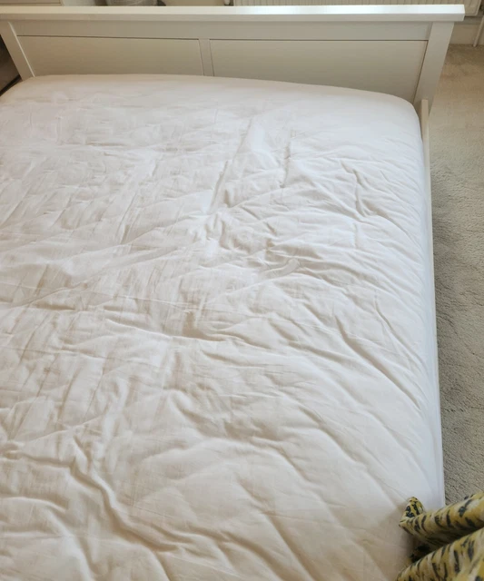 IKEA HEMNES WHITE Wooden Double Bed Frame with Slatted base. £25.00