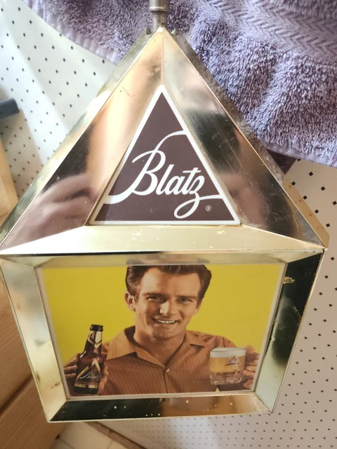 VINTAGE BLATZ ADVERTISING 1970s Beer Rotating Hanging Lighted Bar Sign ...