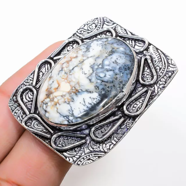 DENDRITE OPAL GEMSTONE Handmade 925 Sterling Silver Jewelry Ring Size ...