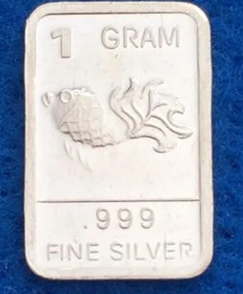 New GOLDFISH- 1 GRAM GR G .999 Fine Pure Solid Silver Bullion Bar