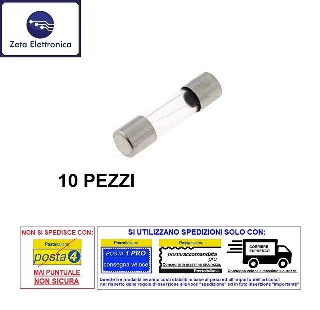 10PZ Fusible 5A Rapide 250V Fusibles A Tuyau 5X20mm en Verre Rapide