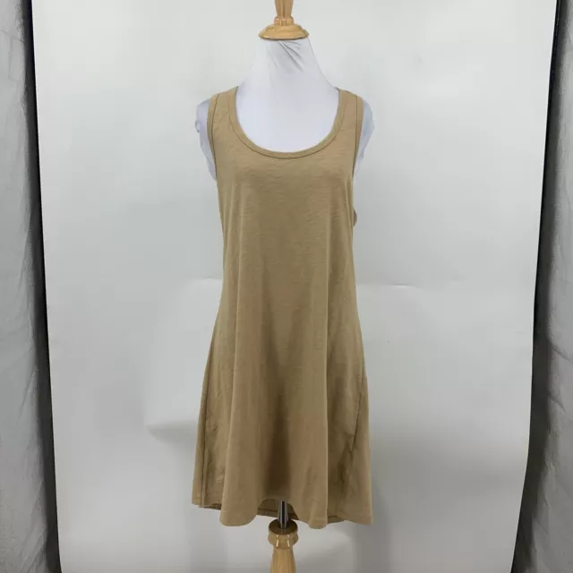 J Crew Swingy Mini Tank Dress Womens M Desert Sand Cotton Scoop Neck Racerback 2