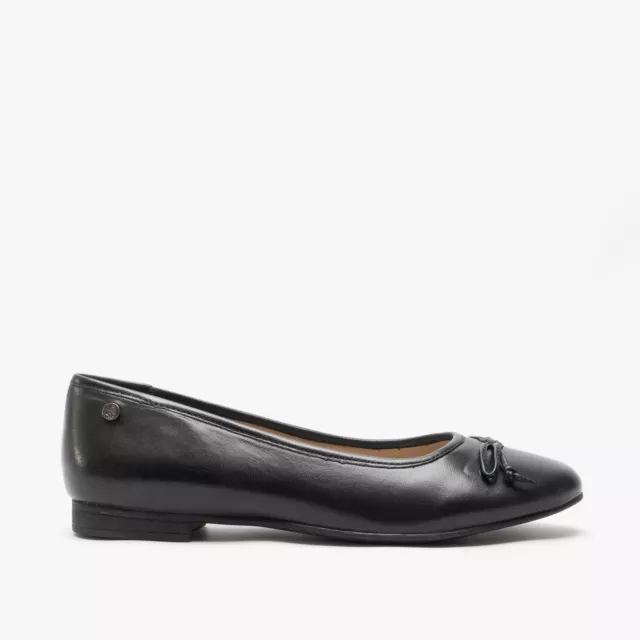 Hush Puppies NAOMI Ladies Casual Smooth Leather Slip On Ballerina Pumps Black