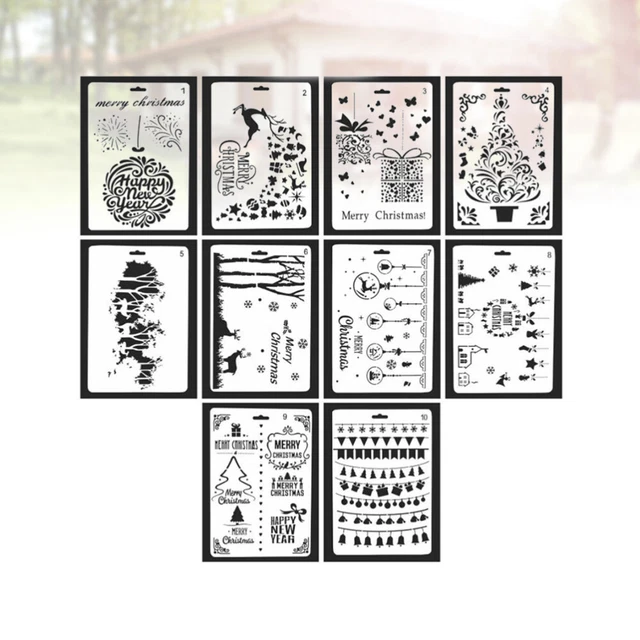 10 Pcs Weihnachtszeichnungsvorlage Weihnachtsbaum-Schablone Fotoalbum