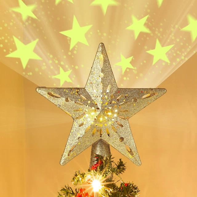 Étoile De Sapin De Noël - Pointe De Sapin Traditionnelle En Plastique Doré/rouge, 20cm, Décoration Vintage - 7