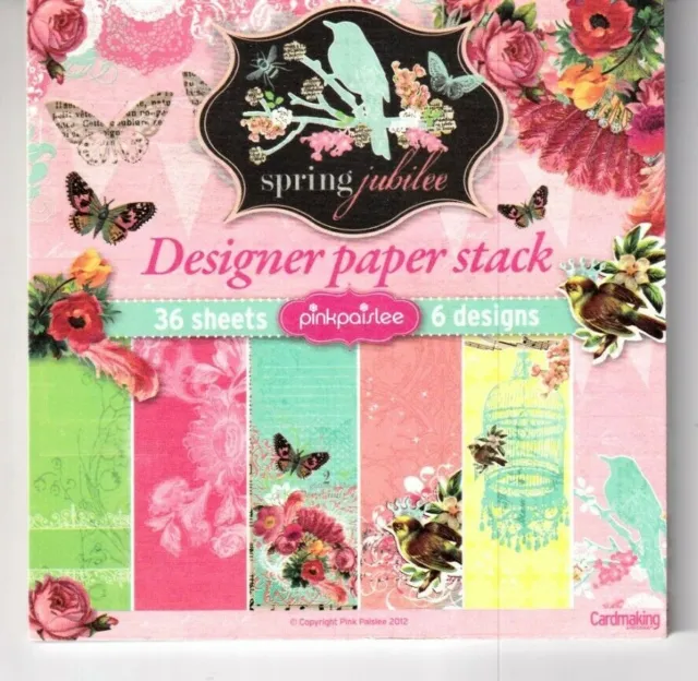 Paquete de papel Spring Jubilee cachemira rosa 36 hojas 6 diseños artesanía efímera rosa JJ
