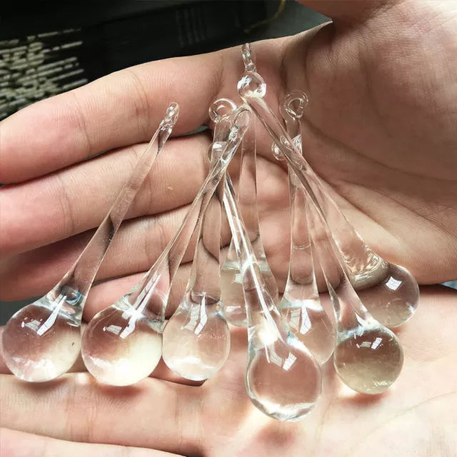 10 Clear Rain Drop Crystal Prisms Lighting Pendant Parts Glass Lamp Chandelier