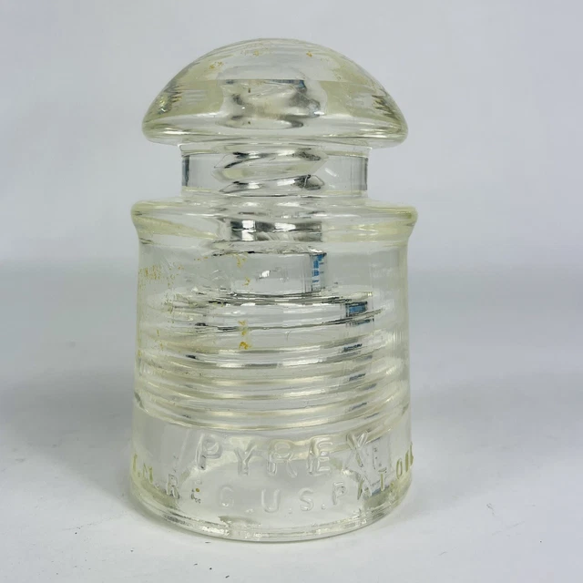VINTAGE CORNING PYREX Clear Glass Insulator for Telephone lines 18.72
