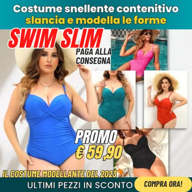 SWIM SLIM costume da bagno contenitivo per piscina mare taglie curvy M L XL XXL