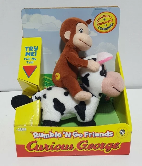 tongue dinger vibrating tongue ring CURIOUS GEORGE RUMBLE 'N Go Friends Vibrating Toy Monkey Riding Cow 2006  Marvel $35.00