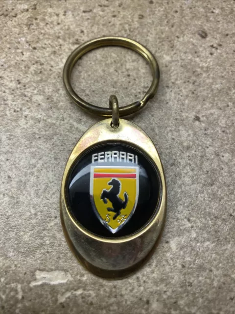 🔥Vintage Ferrari Solid Brass Keychain MADE IN USA! Pony Logo RARE!🔥