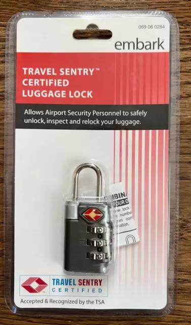 Embark Travel Sentry Certified Luggage Lock TSA 3-dial code NEW IN PACKAGE
