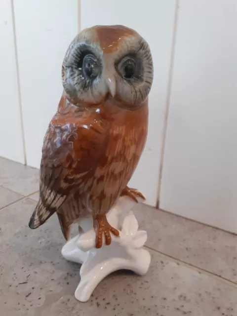 Vintage German Karl? Ens Porcelain Owl On A Branch - Figurine/Ornament