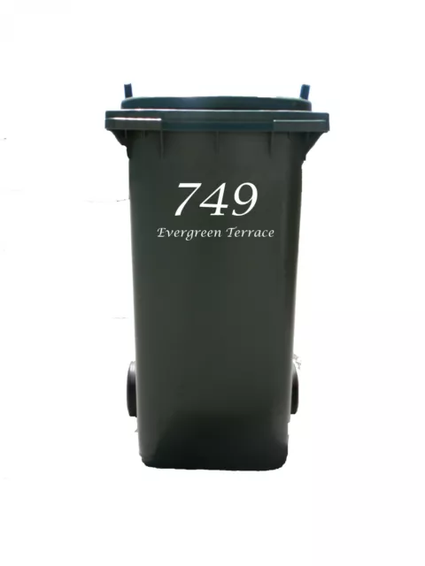 Personalised Bin Sticker with House Number and Street Name for Wheelie Rubbish