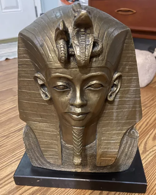 Vintage Austin Productions 1977 Egyptian King Tut Pharaoh Bust Sculpture Bronze