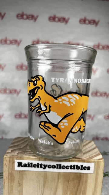 VINTAGE Welch's Jelly Jar Glass Tyrannosaurus Rex T-Rex 1988 Dinosaur