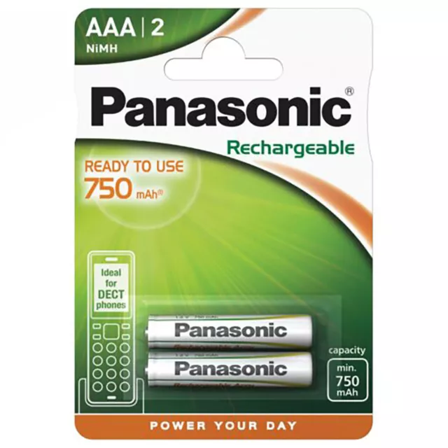 kQ Panasonic AAA Akku NiMH Micro 750mAh für DECT schnurlos Telefone 2er Blister