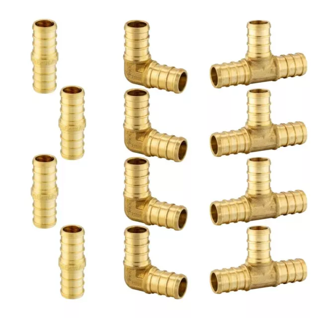 12PCS EFIELD 1/2" PEX Crimp Brass Fittings Elbow,Coupling, Tee(4 PCS/EA),No Lead