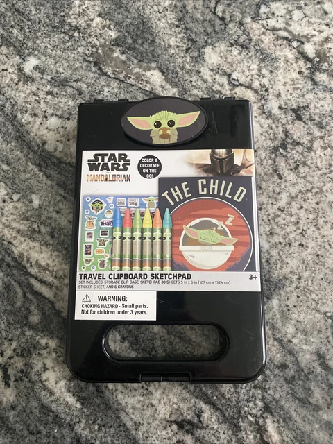 Disney Star Wars Mandalorian Baby Yoda Travel Clipboard Sketchpad Set New Grogu