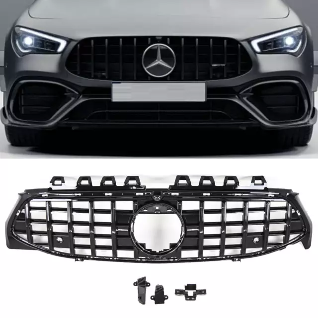 Mercedes CLA Class W118 C118 2019-Front Grille GT Panamericana Style Gloss Black