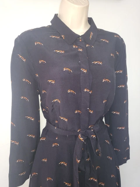 HOBBS SZ 12 Tanya Fox Print Shirt Dress 38.00 PicClick UK