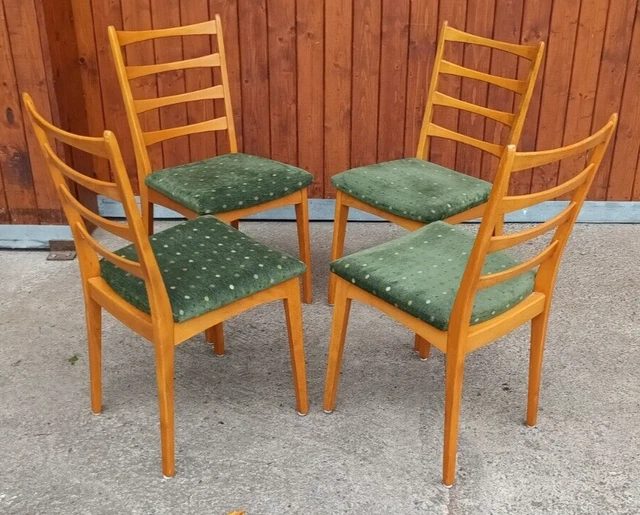 4x Sillas de Comedor Vintage Diseño Madera 60er Sprossenstuhl Danesa 60s 7