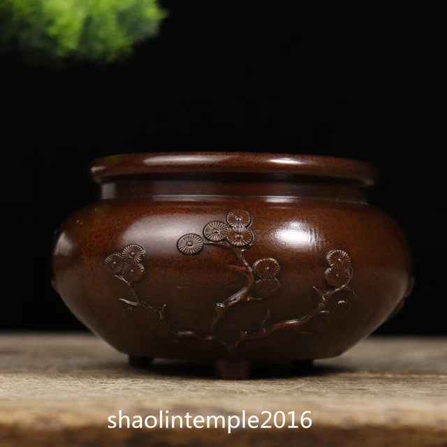 mark China antique bronze Pure copper pine bamboo Plum blossom Incense burner