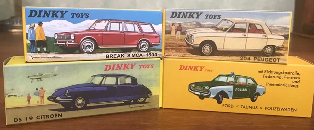 4 DINKY Atlas . - PEUGEOT 204 - SIMCA 1500 BREAK -  CITROËN DS19  - FORD TAUNUS