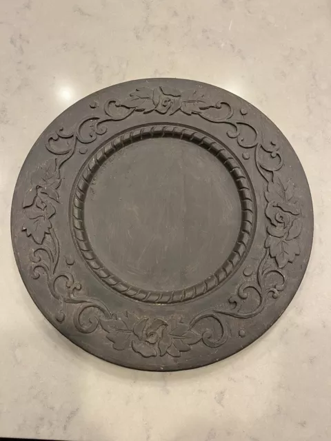 Hand Carved Antique Wooden Plate Purchased from French Flea Market in Paris