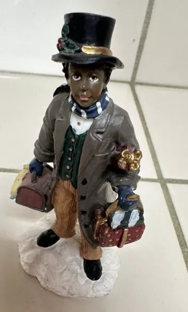 Mervyn’s 1997 Black Man Carried  Christmas Gifts Figurine Hand Carved Home Decor