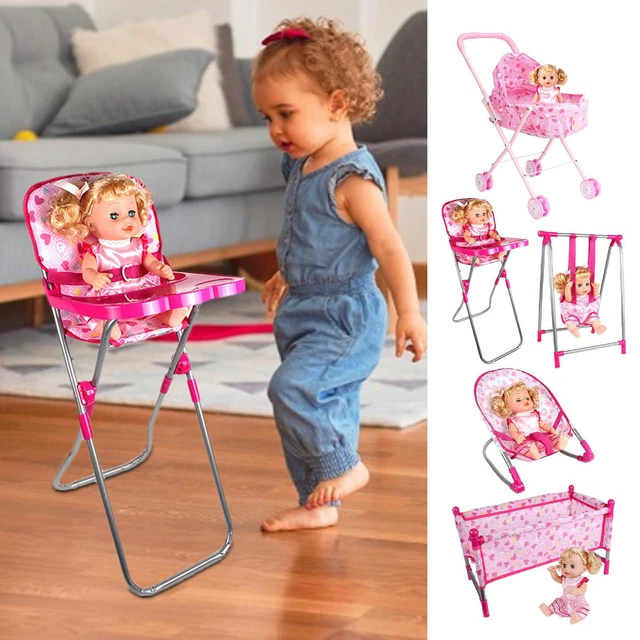 Baby Doll Stroller Cribs Cradles Nursery Role Play Children Game Toys Kid Gift