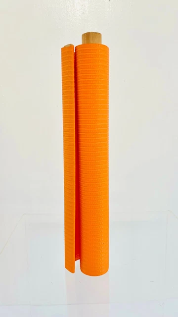 VTG 1960s MCM Orange Vinyl Roller Window Shade Pull Down Flat Panel Blind Dowel