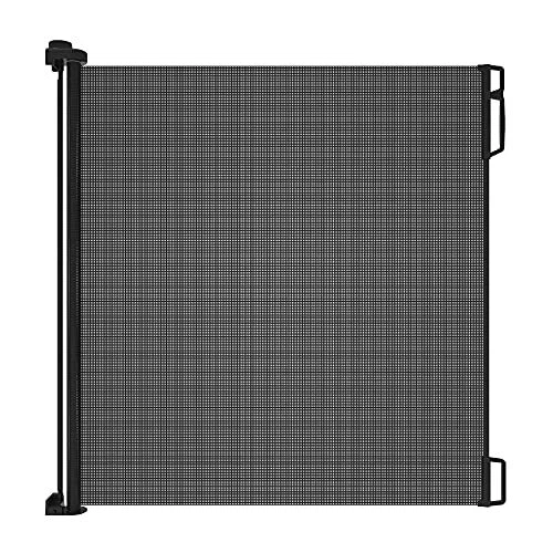 Indoor/Outdoor Retractable Baby Gate 41" Tall, 41" Tall x 71" Wide Black