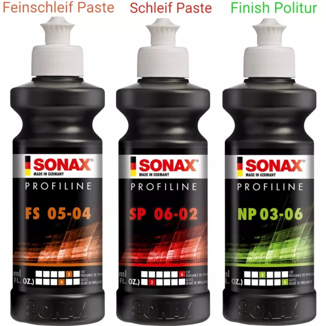 Polissage Voiture Kit Sonax Profiline 3-teilig 250ml FS 05-04 + Sp 06-02 03-06