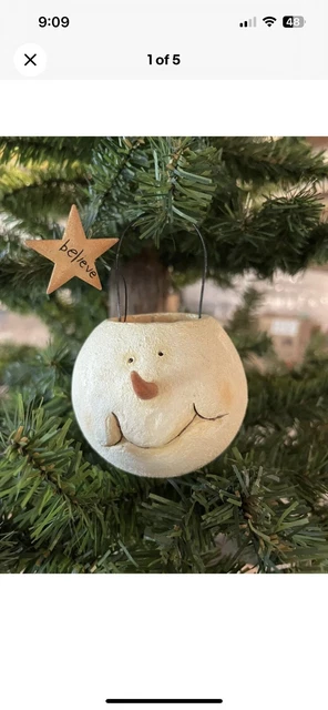 Believe Snowman Ornament LANG Karen Good Designer 2004 Christmas Winter with Box
