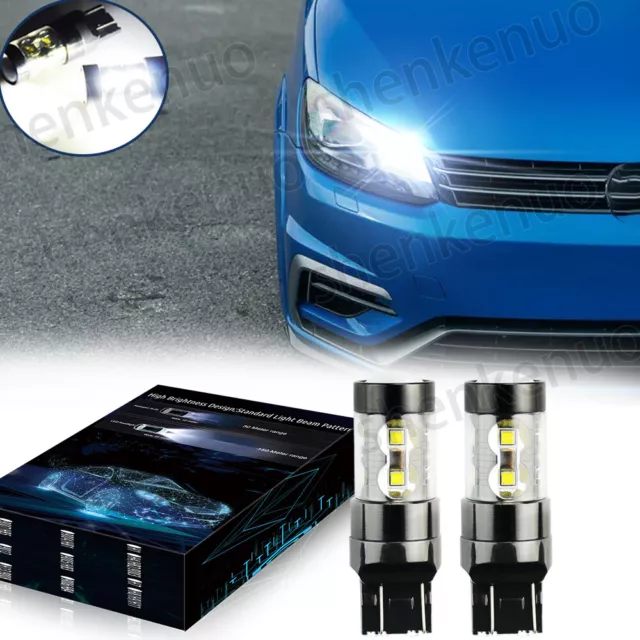 FOR VW CADDY DRL Xenon Super White Daytime Dunning Lights Light Bulbs T20 580 2x