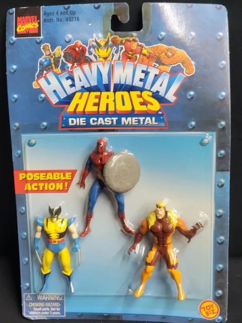 Marvel Heavy Metal Heroes (1999) Toy Biz Die-Cast Mini Figure 3 pack NIB
