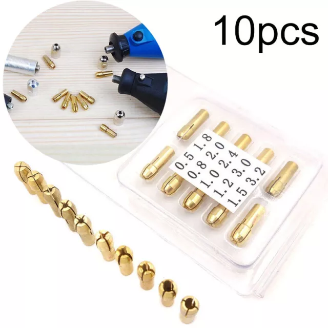 10Pcs 0.5-3.2mm Brass Collet Bit Drill Chuck For Dremel Rotary Tools 4.8mm Set