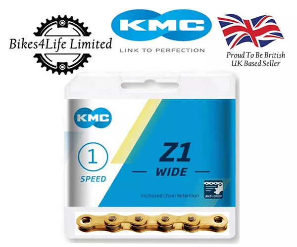 KMC Z1 Wide Gold Chain For Single Speed Bikes 112 Links NEW & Boxed Unlike Some