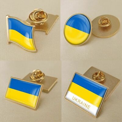 Coat Arms Ukraine Flag National Emblem Flower Ukrainian Brooch Badges Lapel Pins