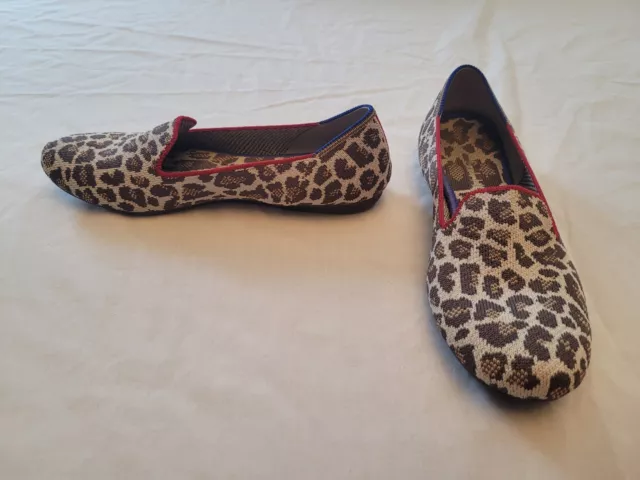 Rothy’s “THE FLAT” Leopard/Cheetah Print Knit Round Toe Slip On Flats Women 8.5